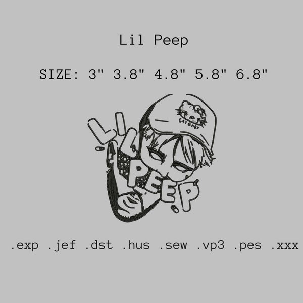 Lil Peep Celebrity Hiphop Embroidery File EXP, JEF, PES, xxx, vp3 Pinterest style instant download design trendy cute cool diy pattern