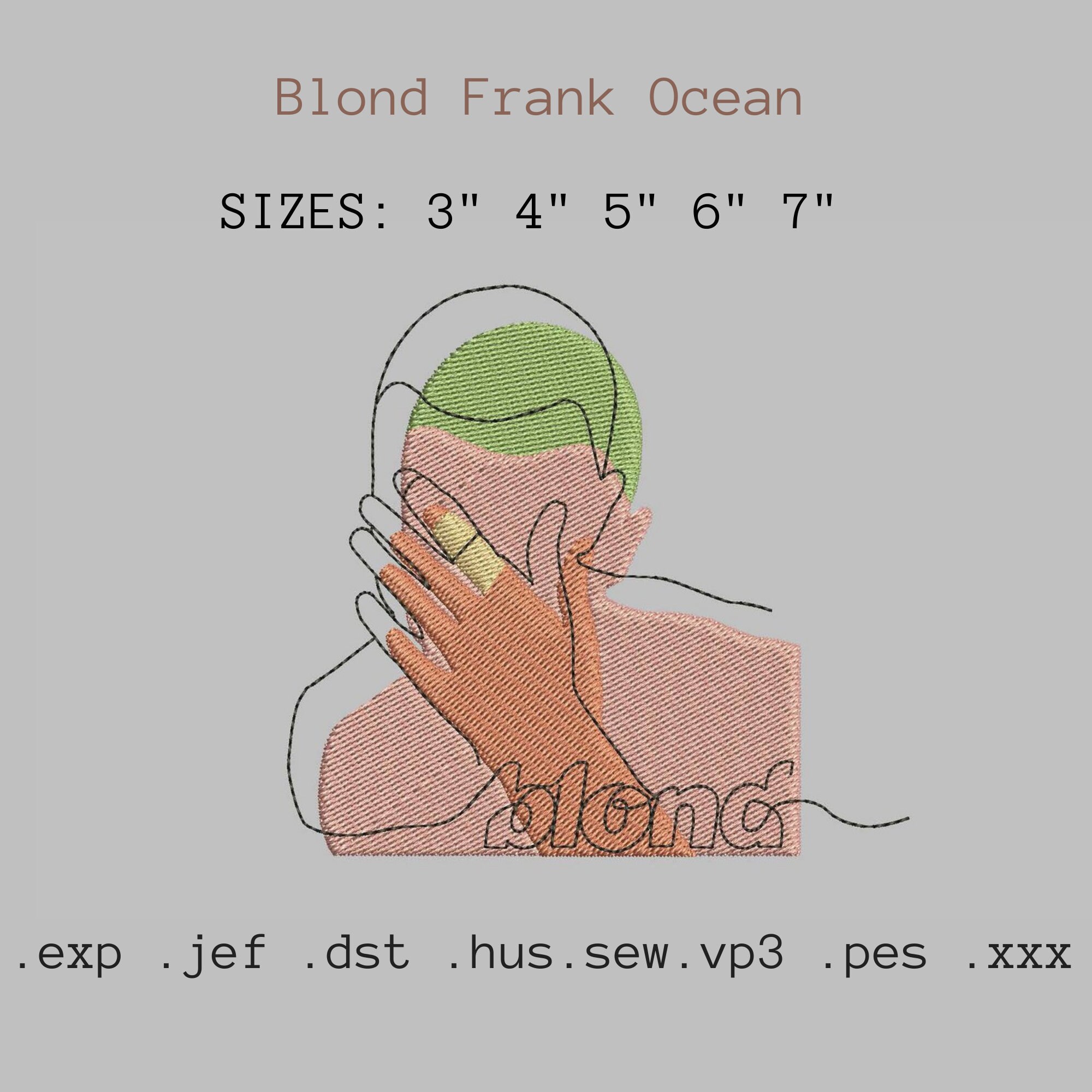 Frank Ocean Blonded Celebrity Embroidery File EXP, JEF, PES, xxx, vp3…