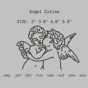 Angels Cupid Machine Embroidery Design, angel kids embroidery patterns, 4 sizes, multiple embroidery formats, trendy halo instant download