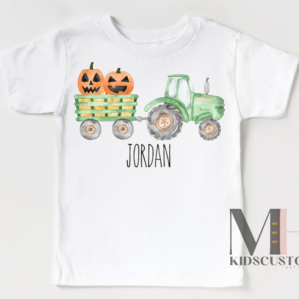 Personalized Halloween Pumpkin tractor Shirt, Truck Halloween Shirt, Boys Halloween Shirt, Personalized Dump Truck Shirt, Halloween Shirt