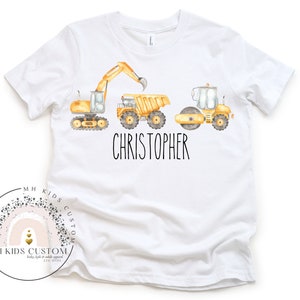 Personalized Construction truck Shirt, Boy Excavator Truck Shirt, Custom Boy Birthday Shirt, Construction Birthday Party, Gift For Boy