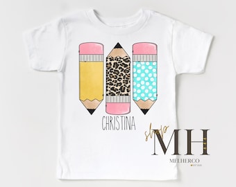 Personalized Back to School Shirt, First Day Of School Shirt, Back To School Name Shirt, Girl Custom Name shirt, Cute Pencil Shirt