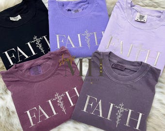 Embroidered Faith Floral Cross Shirt, Christian Shirt, Christian Apparel, Christian Cross Tshirts,  Adult unisex Tee, Christian Gift For Her