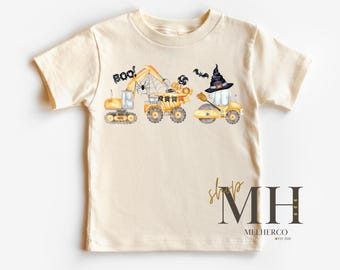 Halloween Dump Truck Shirt, Construction Truck Halloween Shirt, Boys Halloween Shirt, Truck Shirt, Natural Tee, Boys Kids Halloween Tshirt