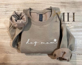 Embroidered Dog Mom Sweatshirt, Dog Mom Paw Hoodie, Dog mama paw Sweatshirt, Dog Mom Birthday Gift, Dog Mom Gift, Dog Lover Gift