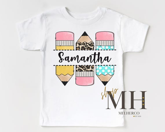 Personalized pencil Shirt, Custom Name School Shirt, First Day Of School T-shirt, Pencil Name Shirt, Girls Toddler Tee, Girl School Shirt
