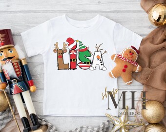 Personalized Christmas Name Shirt, Custom Christmas Shirt, Christmas Monogram Shirt, Boys Girls Kids Toddler Christmas Shirt, Gift For Kids