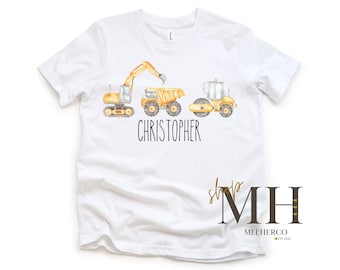 Personalized Construction truck Shirt, Boy Excavator Truck Shirt, Custom Boy Birthday Shirt, Construction Birthday Party, Gift For Boy