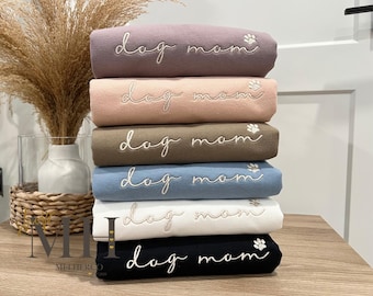 Embroidered Dog Mom Sweatshirt, Dog Mom Paw Hoodie, Dog Parent Sweatshirt, Dog Mom Birthday Gift, Dog Mom Gift, Dog Lover Gift