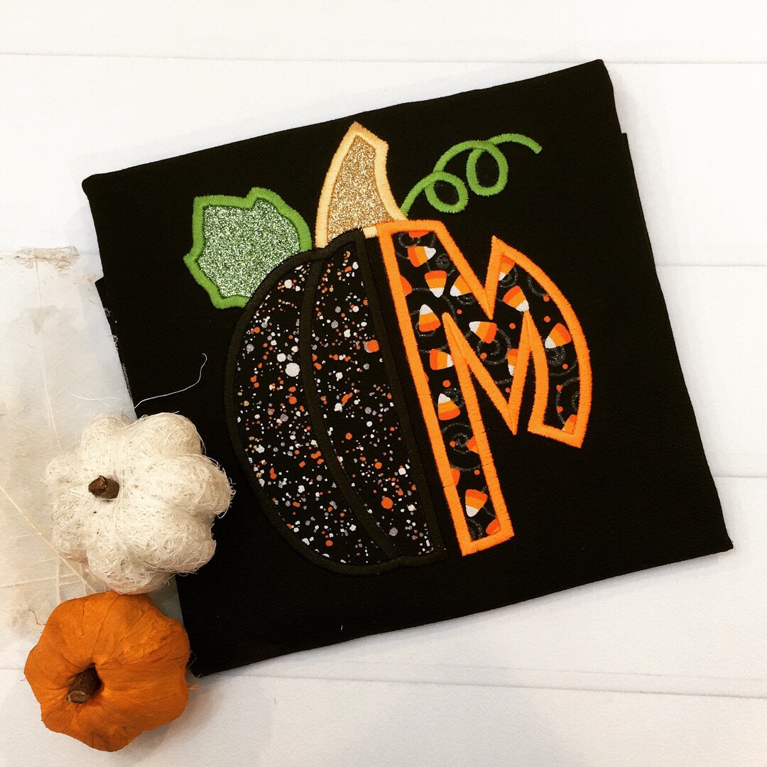 LIMITED, Halloween Pumpkin Monogram Shirt, Personalized Embroidered