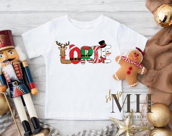 Personalized Christmas Name Shirt, Custom Kids Christmas Shirt, Christmas Monogram Shirt, Boys Girls Kids Toddler Christmas Shirt