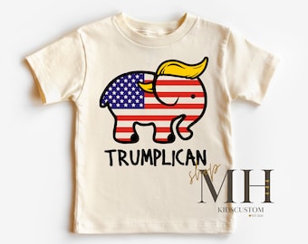 Trumplican Trump Shirt, Patriotic Kids T-shirt, Election 2024 Shirt, Trump Tee, Trump Flag, Boys Girls Toddler Natural Tee, Gift For Kids