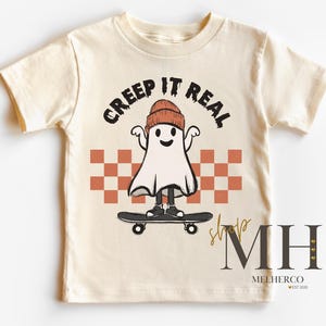 Creep It Real Halloween Shirt, Halloween Kids Shirt, Ghost Boys T-shirt, Retro Toddler Natural Tee, Gifts For Kids