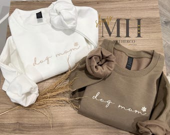 Embroidered Dog Mom Sweatshirt, Dog Mom Paw Hoodie, Dog Parent Sweatshirt, Dog Mom Birthday Gift, Dog Mom Gift, Dog Lover Gift, Dog Mama