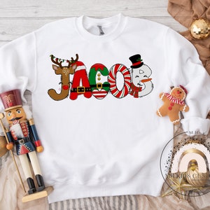 Personalized Christmas Name Sweatshirt, Christmas Name Sweater, Christmas Monogram Sweatshirt, Longsleeve, Kids Toddler Christmas Sweatshirt