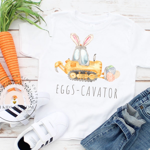 Easter Construction Truck Shirt, Boy Easter Truck Shirt, Boy Excavator Truck Shirt, Kids Toddler Boy easter Shirt, Eggs Cavator