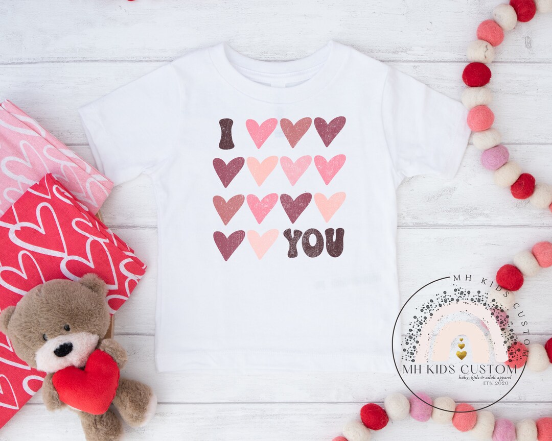 I Love You Valentines Shirt, Kids Valentines Shirt, Cute Girl Hearts