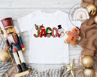 Personalized Christmas Name Shirt, Custom Kids Christmas Name Shirt, Kids Christmas Monogram shirt, Kids Toddler Christmas Shirt
