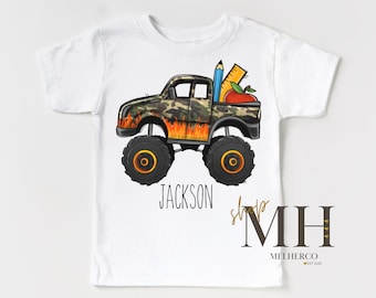 Personalized Back To School Shirt, Custom Name School Shirt, First Day Of School T-shirt, Truck School Shirt, Boys Kids Toddler Tee