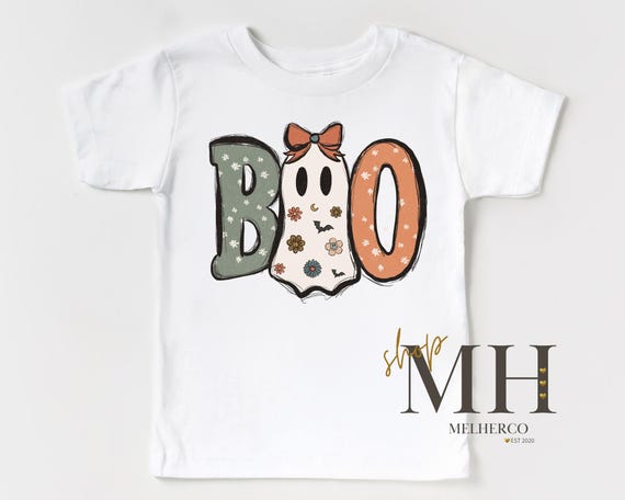 Boo Ghost Shirt, Cute Kids Halloween Shirt, Boho Ghost Girl T-shirt, Girls Kids Toddler Halloween Tee, Gift For Kids