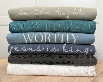 Embroidered Christian Shirt, Grow In Grace, Jesus Is King Shirt, Worthy, Christian Tshirts, Christian Apparel, Adult Unisex, Christian Gift