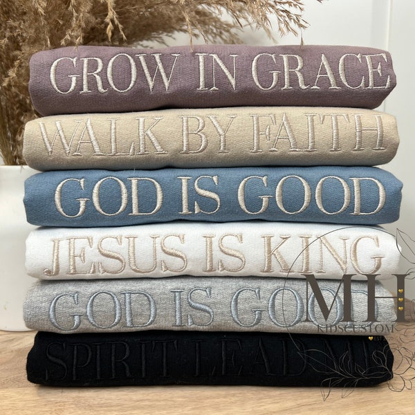 Embroidered Jesus Is King Sweatshirt, God Is Good Sweatshirt, Embroidered Christian Sweatshirt, Christian Apparel, Adult Unisex Sweatshirt