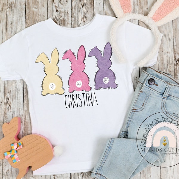 Personalized Easter Girl Shirt, Girl Easter Name Shirt, Easter Bunny Shirt, Custom Easter Name Shirt, Kids Girl Toddler Easter Gifts