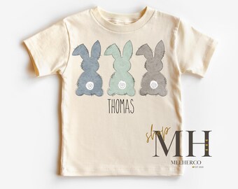 Personalized Easter Boys Shirt, Boy Easter Bunny Shirt, Custom Easter Name Shirt, Boys Kids Toddler Natural Shirt, Kids Easter Gifts