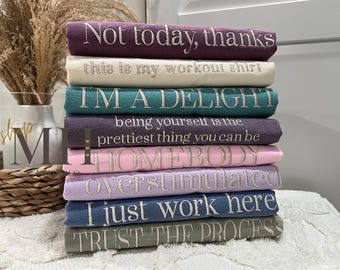 Custom Embroidered Tshirt, Embroidered Comfort Colors Shirt, Custom Embroidery, Custom Text Shirt, Minimalist Personalized Shirt