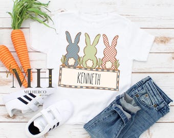 Personalized Easter Boys Shirt, Easter Name Shirt, Boho Easter Bunny Shirt, Custom Easter Name Shirt, Boys Kids Toddler Shirt, Easter Gifts