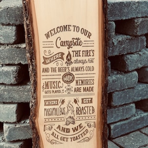 Campsite Live Edge Sign, Live Edge Sign, Engraved Live Edge, Fire Pit Rules, Backyard Rules, Camping Rules, Backyard Live Edge Sign, Camping