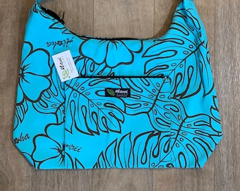 Bolsos tipo hobo con cremallera/Bolso de lona de algodón/Bolsos tipo cartera/Bolsos bandolera/Hecho en Hawái/Bolsos de hombro/Bolso de bebé/Bolso de mujer/Verano/MC703