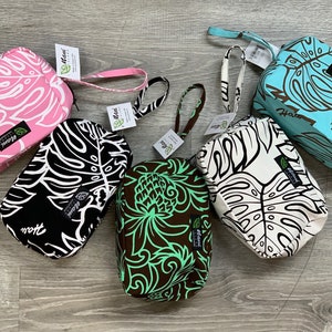 Dam Necessär med dragkedja/bomullscanvas/påse/väska/accessoarväska/hawaiianskt tryck/tillverkad på Hawaii/Monstera/ananas/sommar/MC006 bild 1