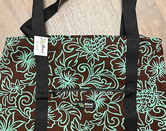 Beach bag M,Hawaiian Tote bag,Hawaiian Print,Made in Hawaii,Shopping Bag,Travel Tote Bag,Gym bag,Mother's Bags,Yoga Bag,900M Pineapple Brown