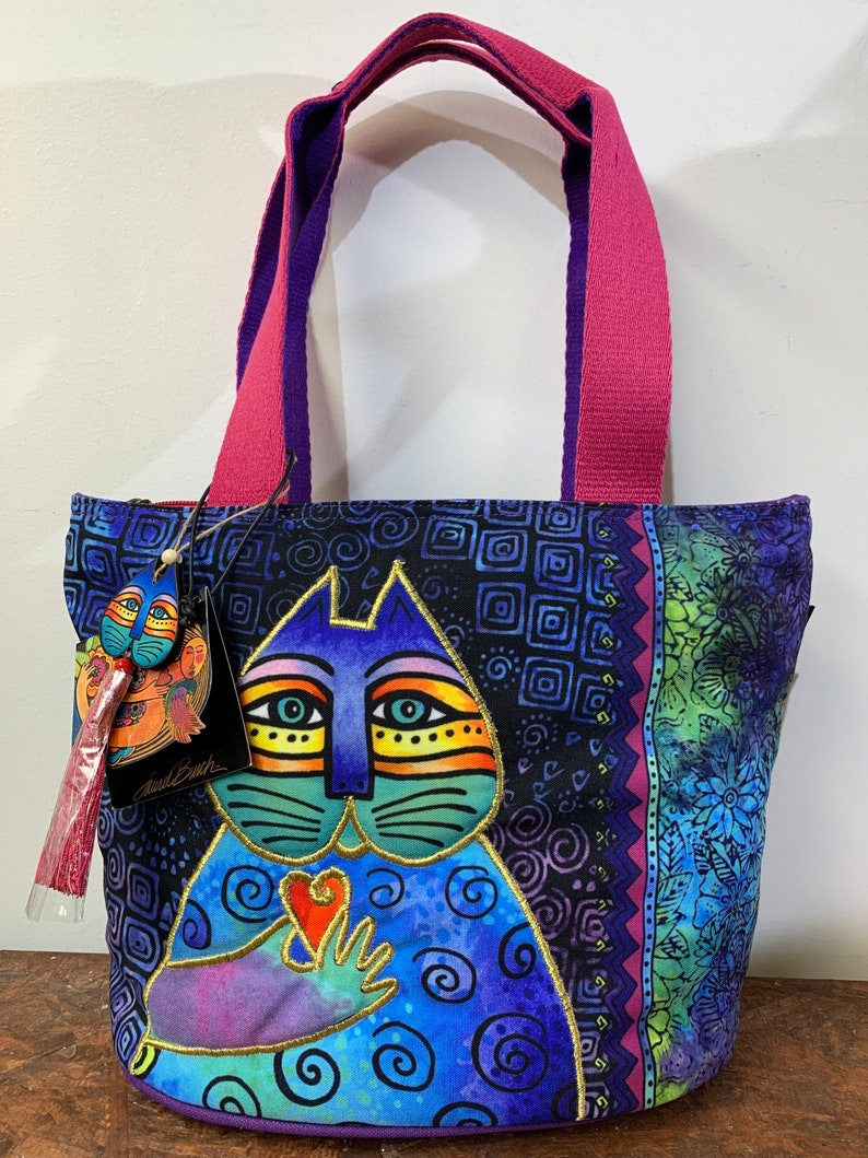 Laurel Burch Cat Medium Tote bag with zipper/NEW/women's | Etsy