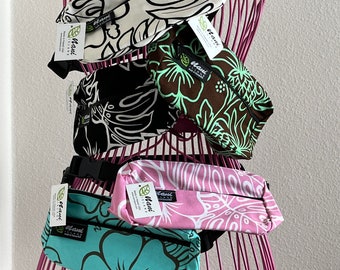 Hawaiian Funny packs, waist bag, walking bag, cotton canvas, Hawaiian print, Monstera design, made in Hawaii, Local business, Washable WB-2