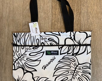 Hawaiian Print Medium Size Shoulder Tote Bag With Zipper