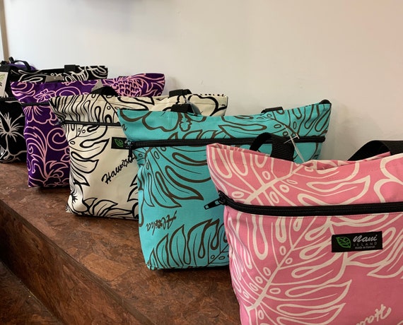 Hawaiian Print Medium Size Shoulder Tote Bag With Zipper