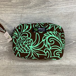 Dam Necessär med dragkedja/bomullscanvas/påse/väska/accessoarväska/hawaiianskt tryck/tillverkad på Hawaii/Monstera/ananas/sommar/MC006 Pineapple L Brown