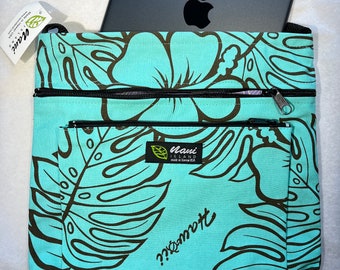 Bolsos cruzados para mujer con cremallera, lona de algodón, bandoleras para mujer, bolso de hombro, hecho en Hawái, bolsos para iPad, verano/MC111