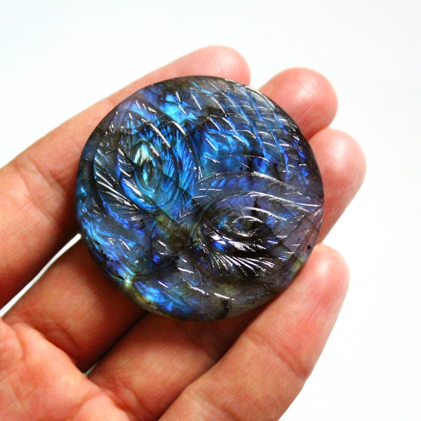 Labradorite Carvings, Blue Fire Labradorite, Spectrolite Gemstone Carving, Crafted Gemstone Supplies Loose Lot Jewelry Making