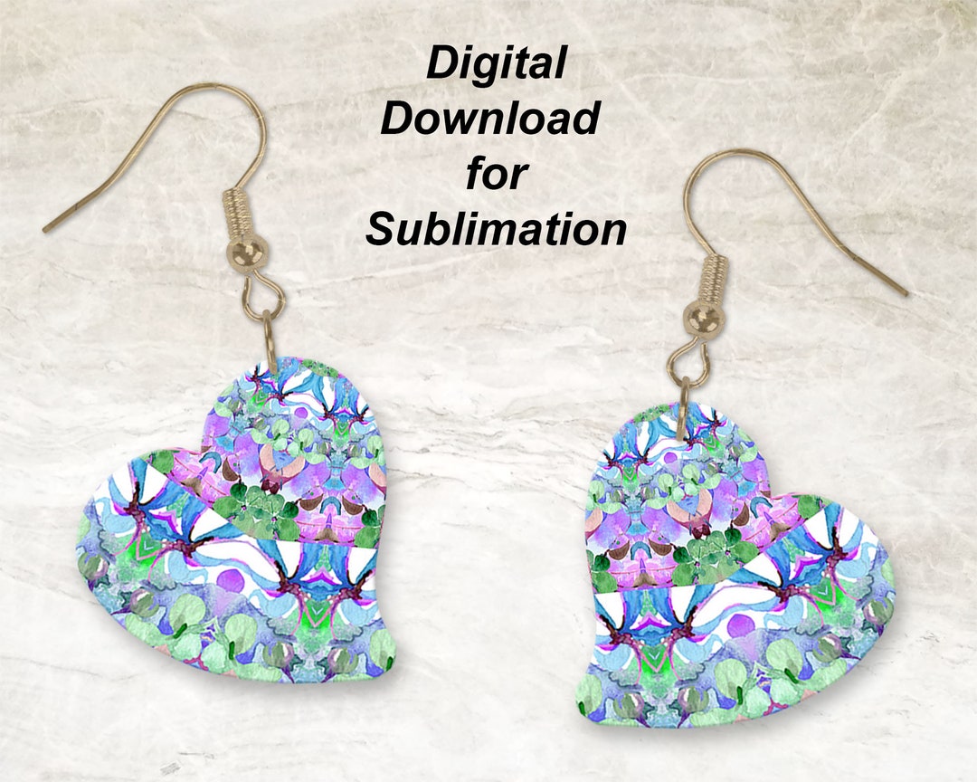 Heart Earring Sublimation Design Instant Digital Download - Etsy