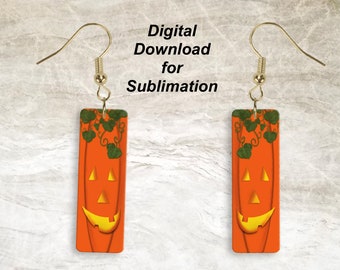 Pumpkin Wide Bar Earring Sublimation Design-Bar Earring Design-DIgital Design Download-Sublimation Earring Design