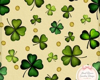 Watercolor Shamrock Seamless Pattern – St Patrick’s Day Digital Paper (12" x 12")