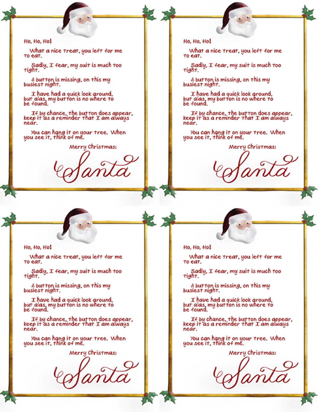 Printable Card for Santa Button Digital Download Santa Note God Rocks ...