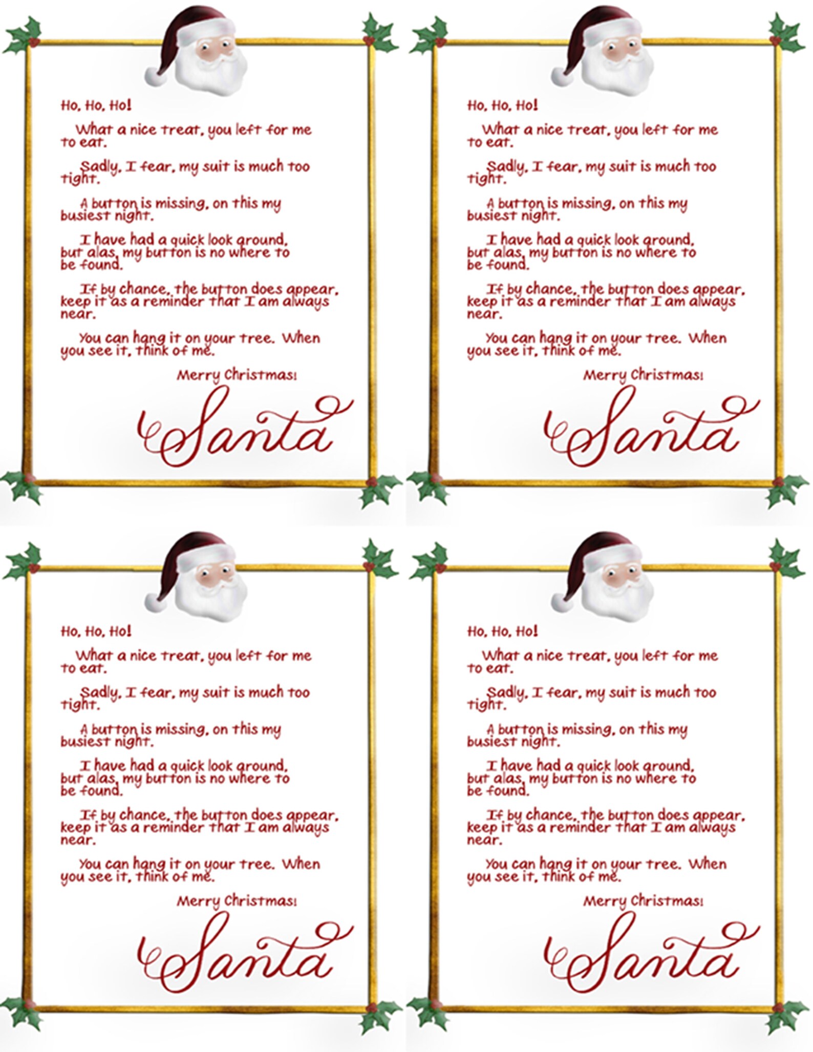 Printable Card for Santa Button Digital Download Santa Note God Rocks ...