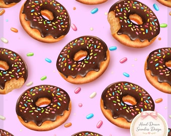 Chocolate Sprinkle Donut Seamless Pattern – Sweet Bakery Dessert Repeat Design