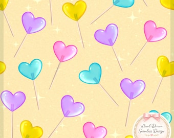 Pastel Candy Hearts Seamless Pattern – Valentine's Digital Paper (Digital Download