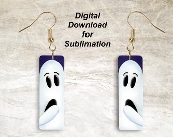 Ghost Wide Bar Earring Sublimation Design-Bar Earring Design-DIgital Design Download-Sublimation Earring Design