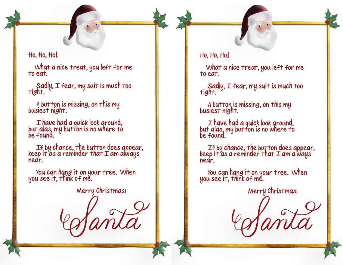 Printable Card for Santa Button Digital Download Santa - Etsy